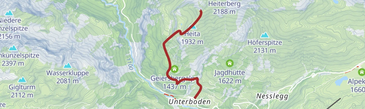 Route map: Unterboden - Heiterberg